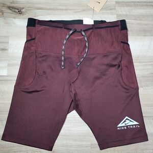 Nike Trail Lava Loops Dri-FIT Running 1/2 Length Tights Shorts Maroon Sz Men's M